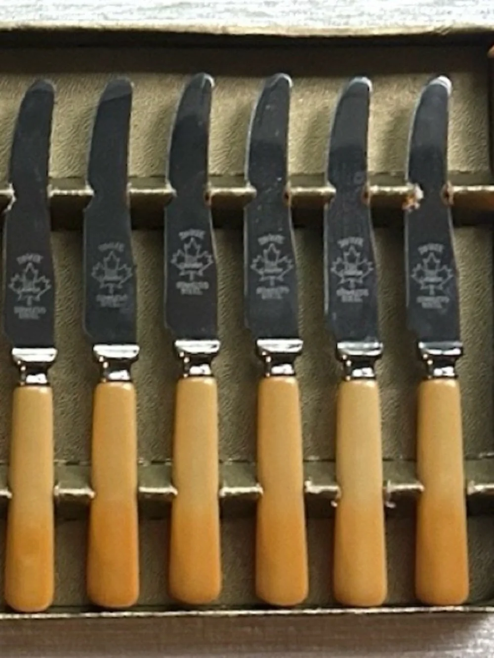 (6) VINTAGE dinkee knife set retro kitchen 1950’s original box